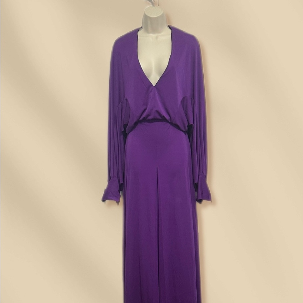 Yves Saint Laurent Vibrant Purple Long Sleeve Dress